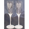 Coffret de 2 flutes à champagne gravé, pied sablé