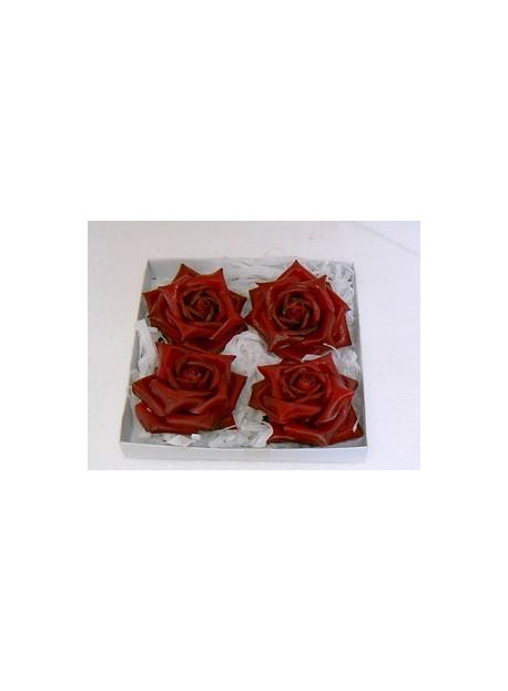 Boîte de 4 grandes roses en cire rouge