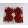 Boîte de 4 grandes roses en cire rouge