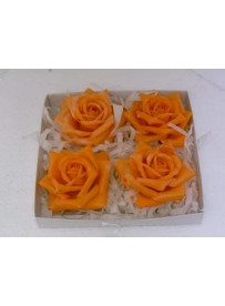 Boîte de 4 grandes roses en cire orange