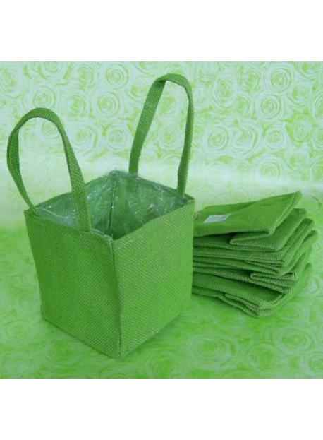 5 sacs en toile de jute vert