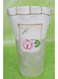 VASE CERAMIQUE DECOR FLEURS 31CM