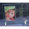cadre photo en verre sur deux pieds en aluminium
