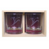 Coffret plumier en bois avec 2 verres whisky 30cl personnalisé