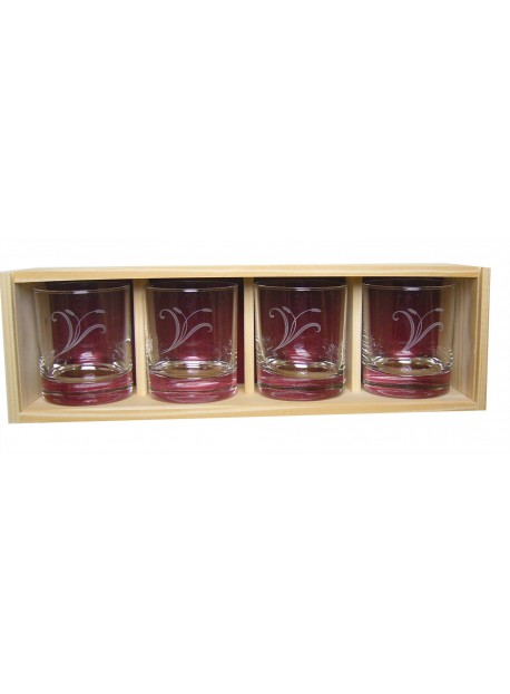 Coffret plumier en bois 4 verres whisky 30cl personnalisé