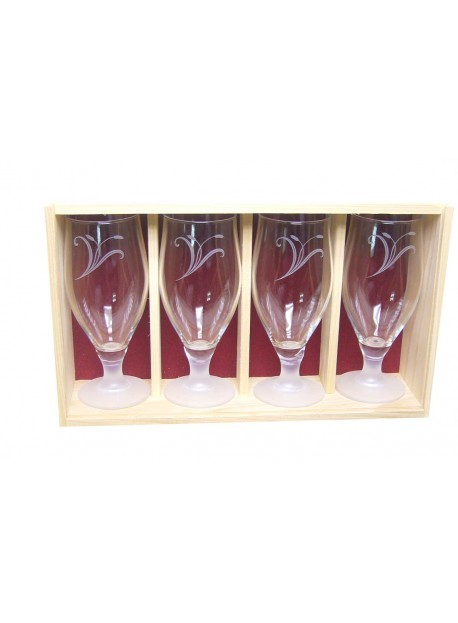 Coffret plumier en bois 4  verres à bière cervoise 32cl ou 38cl personnalisé