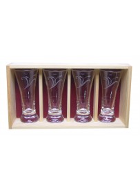 Coffret plumier en bois 4 verres à pastis 16 cl personnalisé