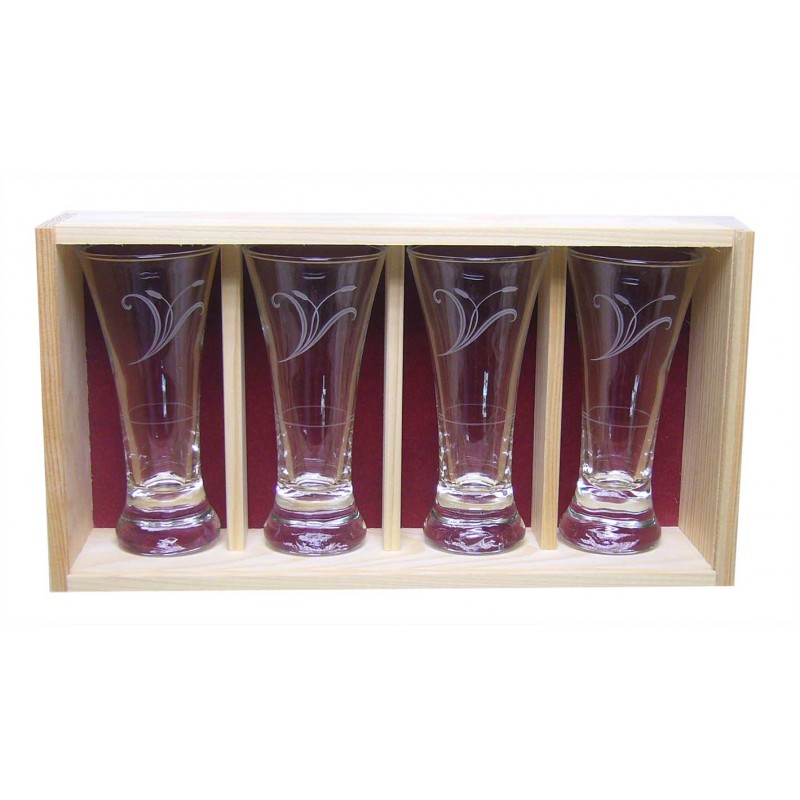 Coffret plumier en bois 2 verres à pastis 16 cl personnalisé - Est