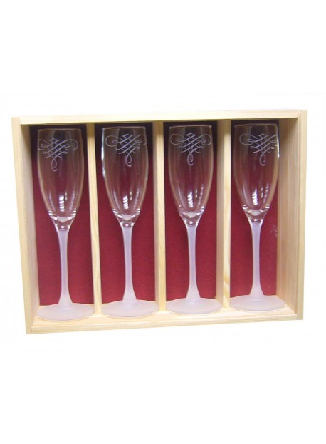 Coffret plumier en bois 4 flutes cabernet 16cl personnalisé