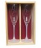 Coffret plumier en bois 2 flutes cabernet 16cl personnalisé