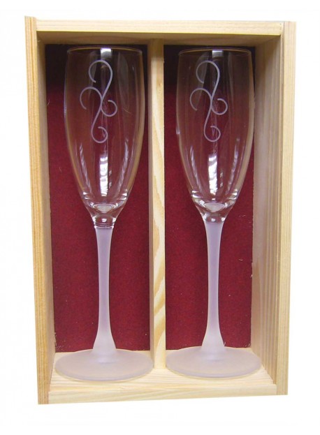 Coffret plumier en bois 2 flutes cabernet 16cl personnalisé