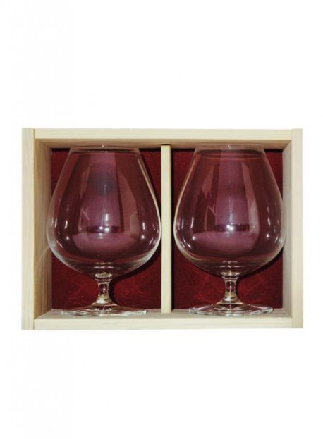 Coffret bois 2verres cognac 80cl