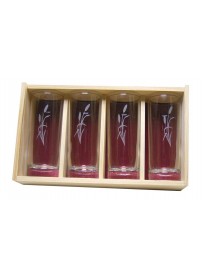 Coffret plumier en bois 4 verres de jus de fruit 33cl personnalisé