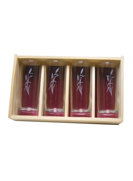 Coffret plumier en bois 4 verres de jus de fruit 33cl personnalisé