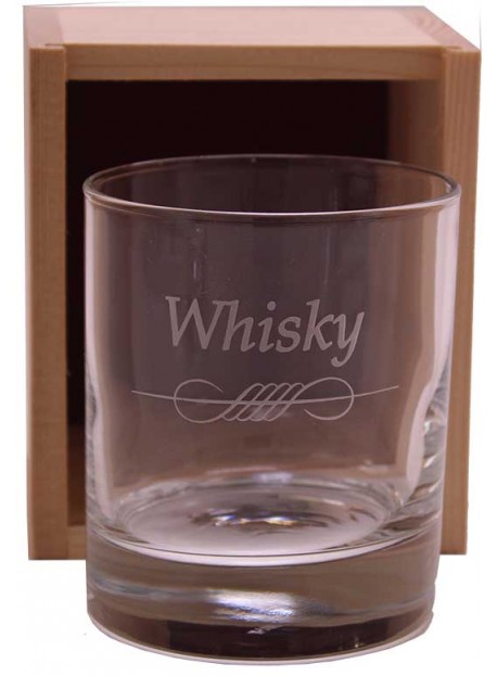 Coffret plumier en bois 1 verre whisky 30 cl personnalisé