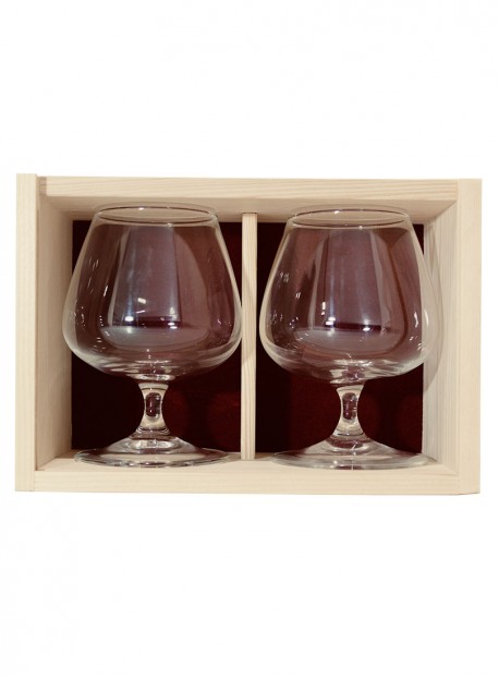 Coffret bois 2verres cognac 41cl