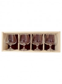 Coffret bois 4verres cognac 41cl