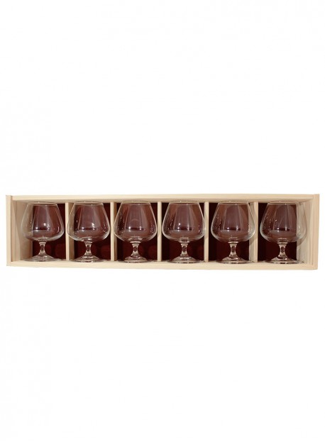 Coffret bois 6verres cognac 41cl