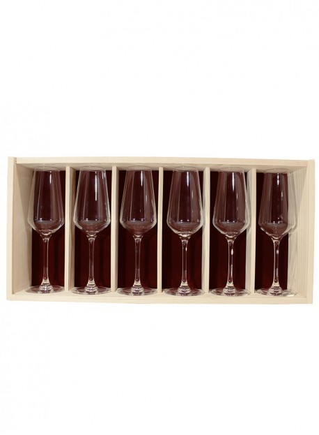 Coffret plumier bois 6 flutes juliette 23cl personnalisée