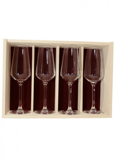 Coffret plumier bois 4 flutes juliette 23cl personnalisée