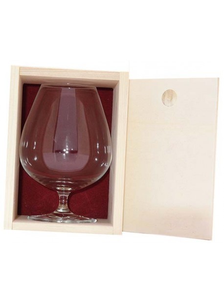 Coffret bois 1verres cognac 80cl