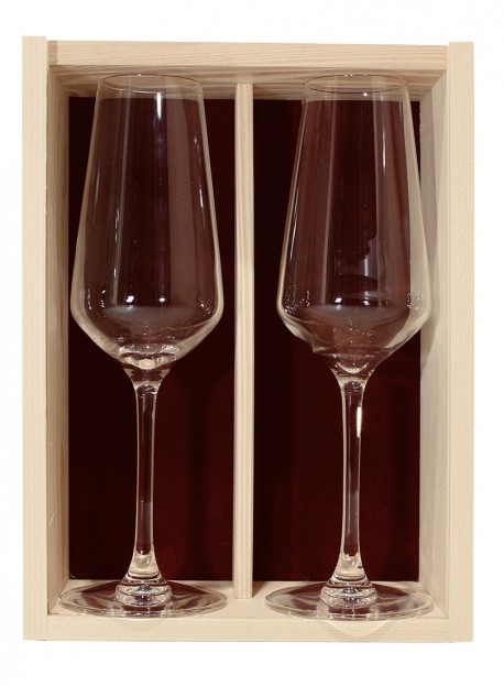 Coffret plumier bois 2 flutes juliette 23cl personnalisée