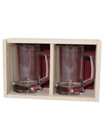 Coffret plumier en bois 2 chope à bière 39,50 cl  personnalisée