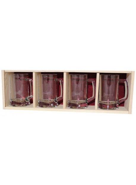 Coffret plumier en bois 4 chopes à bière 39,50 cl  personnalisée