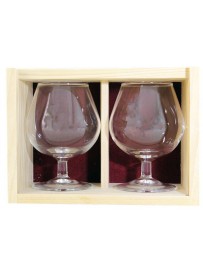 Coffret bois 2verres cognac 41cl