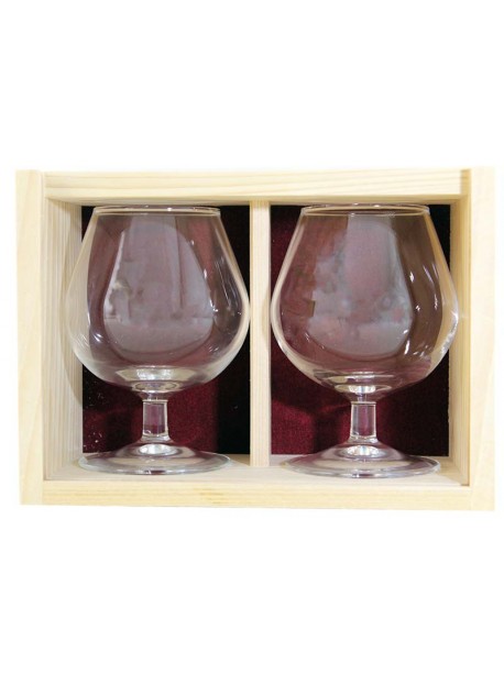 Coffret bois 2verres cognac 41cl