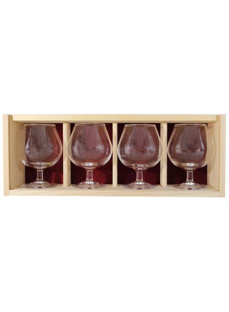 Coffret bois 4 verres cognac 25cl