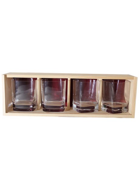 Coffret plumier bois 4 verres whisky strauss 29cl personnalisé