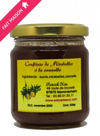 Confiture de mirabelles d'alsace à la cannelle 200 gr