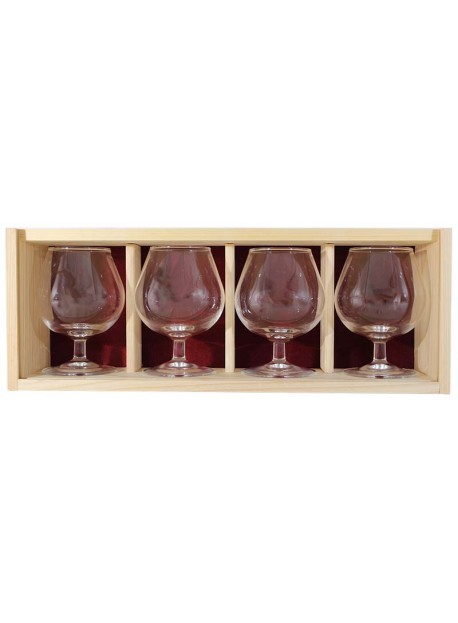 Coffret bois 4 verres cognac 15cl