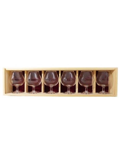 Coffret bois 6 verres cognac 15cl