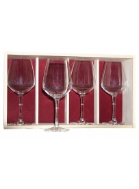 Coffret plumier en bois 4  verres à vin juliette 30cl personnalisé