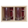 Coffret plumier en bois 2 chopes à bière 50 cl  personnalisée
