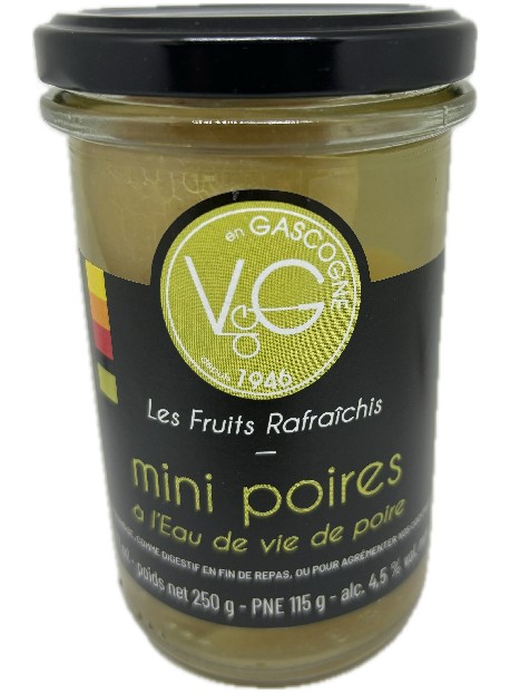 Mini poires à l'eau de vie de poire 250gr