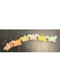 Pics papillon en jute 6pces 7cm 94675