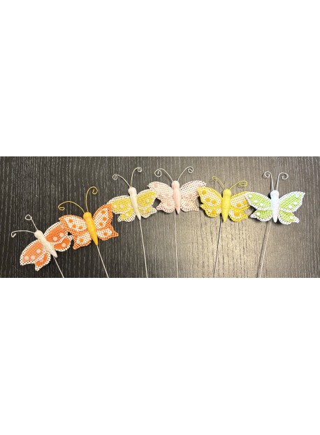 Pics papillon en jute 6pces 7cm 94675
