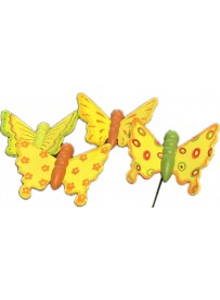 Pics papillon en bois 7cm 12pces 40691