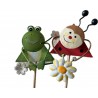 Pics grenouille / coccinelle en bois +métal 7.50 cm   12pces  94677