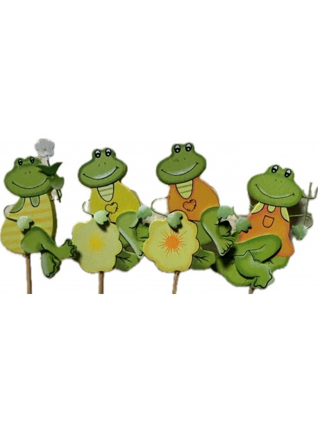 Pics  grenouille en bois 7cm 12pces 46776