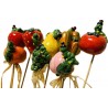 Pics fruit + chenille en céramique 7cm 8pces  94575