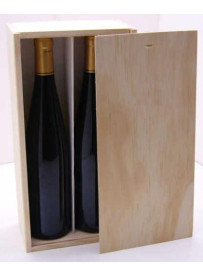 Plumier couvercle bois pour 2 bouteilles d'Alsace 75 cl colis de 20 pièces