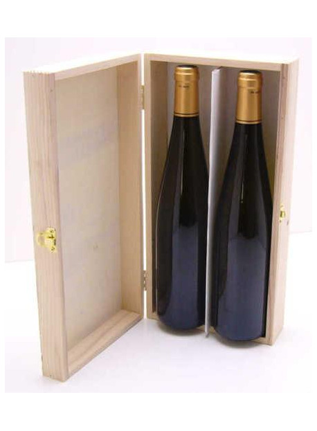 Coffret bois pour 2 bouteilles d'Alsace 75 cl colis de 10 pièces