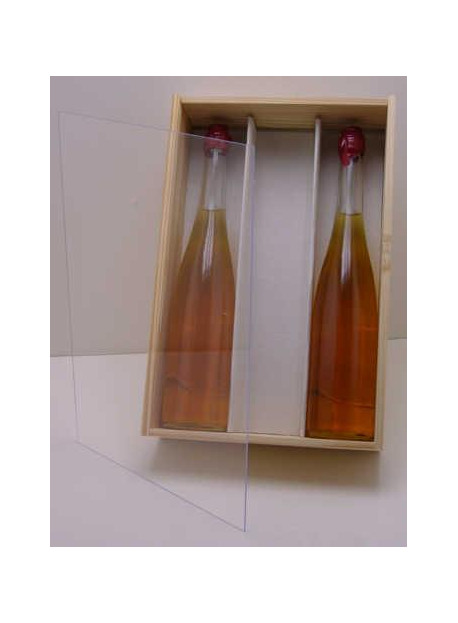 -Plumier vide couvercle plexi pour 3 bouteilles d'Eau de vie 70cl colis de 16 pièces