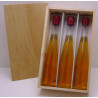 -Plumier couvercle bois pour 3 bouteilles d'Eau de vie 35cl colis de 25 pièces