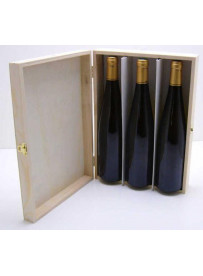 Coffret bois pour 3 bouteilles d'Alsace 75 cl colis de 10 pièces