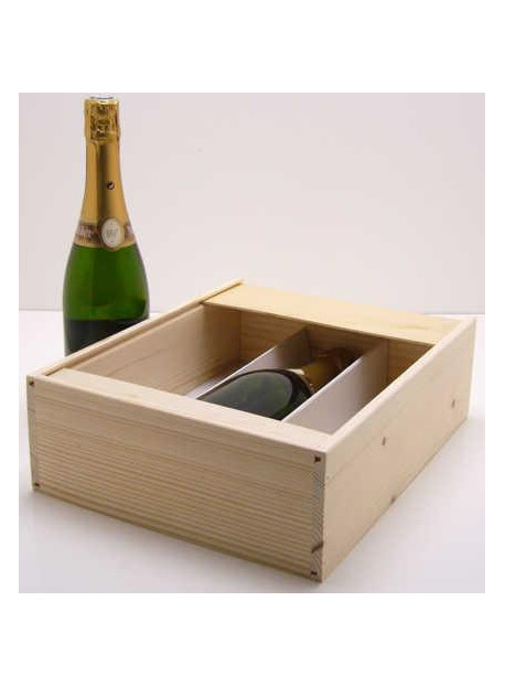 -Plumier caisse bois pour 3 bouteilles de Champagne 75 cl colis de 16 pièces